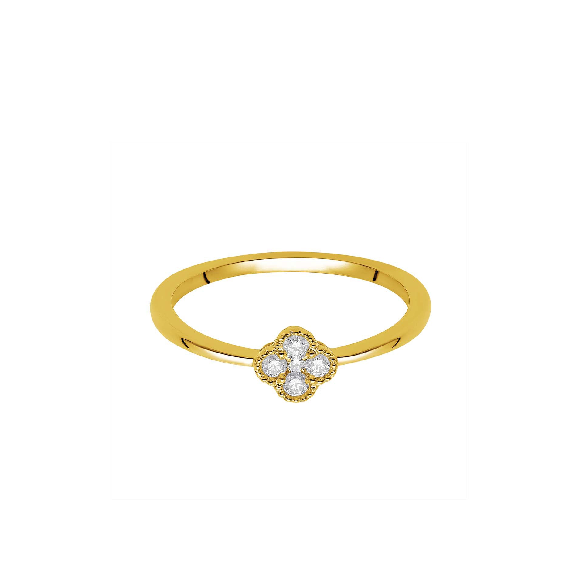 DIAMANDO FLUTED LUCKY LEAF RING 0.11ct